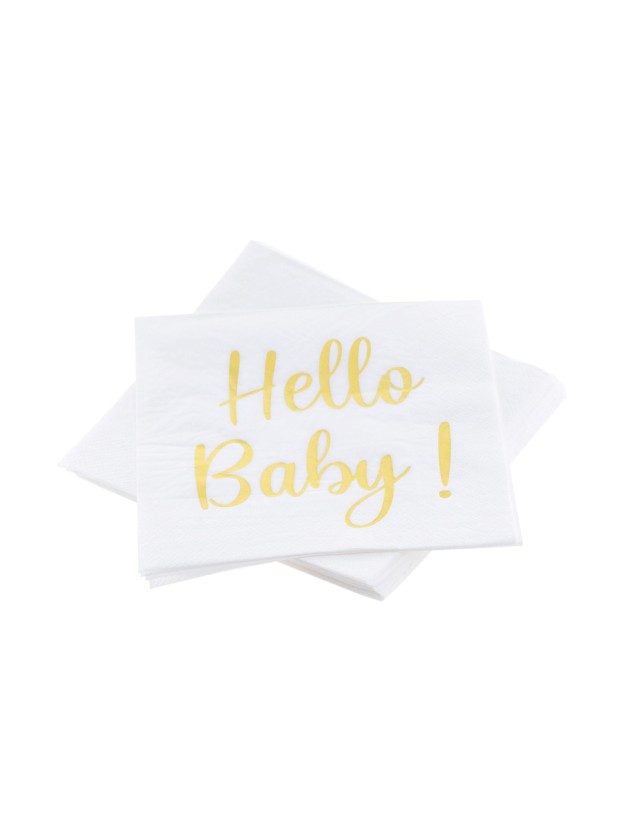 BAG OF 20 NAPKINS HELLO BABY 3 PLYS 33CM X 33CM
