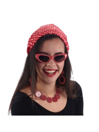 KIT ANNEES 50 ROUGE POIS BLANCS 4 PIECES TU