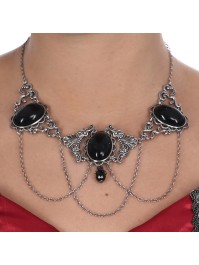 COLLIER RAS DE COU GOTHIQUE PIERRE NOIRE 