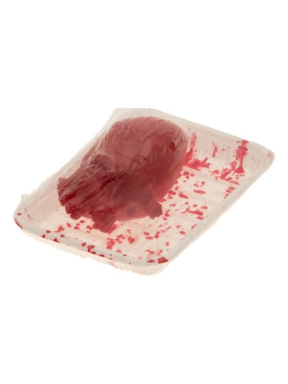 LATEX BLOODED HEART IN TRAY 13CM X 7.5CM X 5.5CM