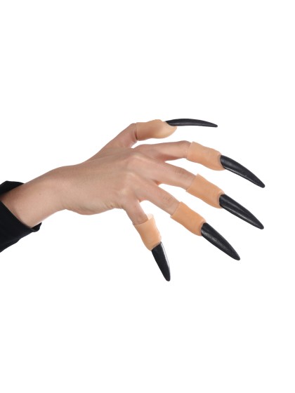 SET 10 FINGER MIT NÄGEL SCHWARZ LATEX HEXE 8.5CM X 2CM X 2CM