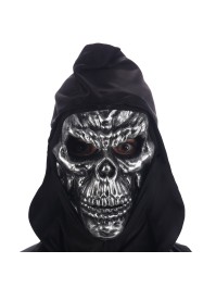 MASQUE PP TETE DE MORT ARGENT AVEC CAPUCHE 