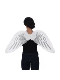 WHITE SILVER ANGEL WINGS 43CM X 1M