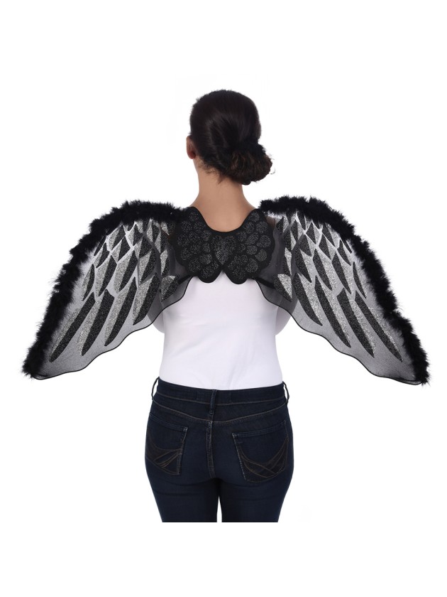 AILES D’ANGE NOIR ARGENT 43CM X 1M