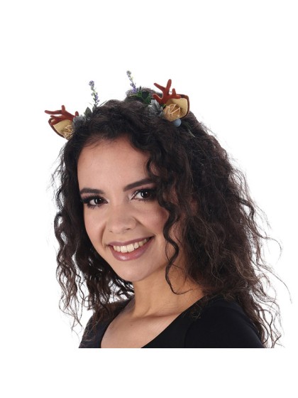 BROWN/GREEN HEADBAND DEER HORNS 