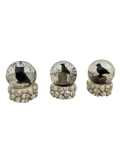 SCHNEEKUGEL TOTENKOPF - 3 SORT. DIA 7CM X 9CM
