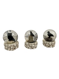 SCHNEEKUGEL TOTENKOPF - 3 SORT. DIA 7CM X 9CM