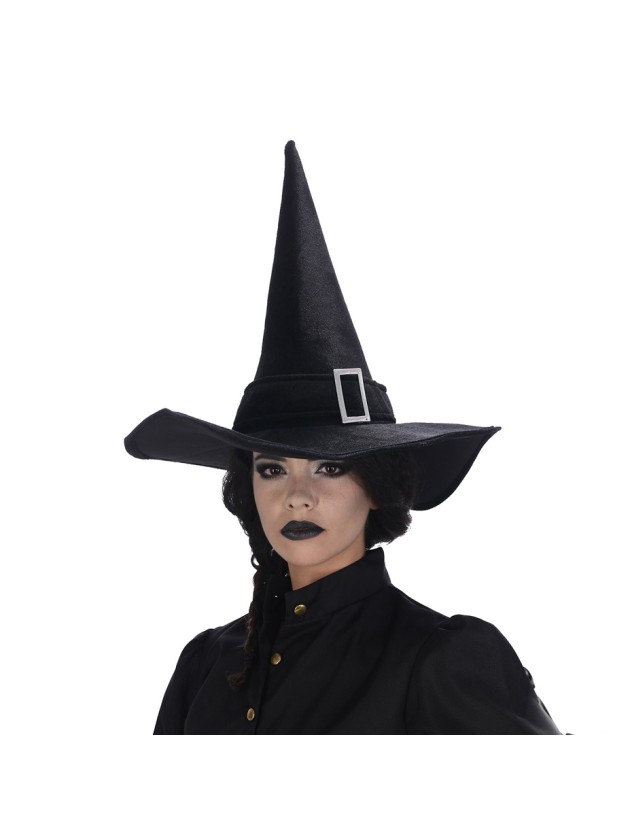 BLACK WITCH HAT WITH BUCKLE 