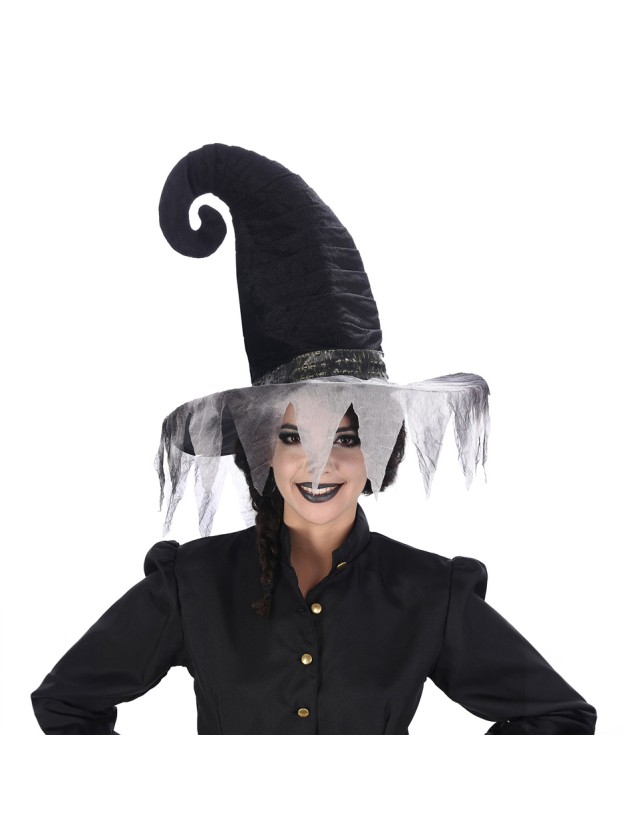 VELVET GREY/BLACK WITCH HAT 