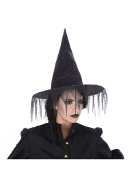 CHAPEAU SORCIERE TOILE D’ARAIGNEE NOIR VIOLET TU