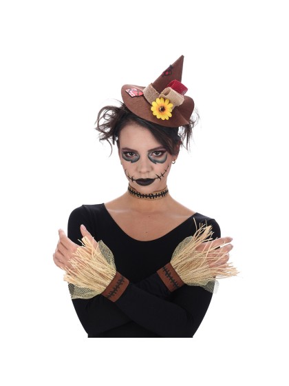 SCARECROW KIT 3 PIECES: NECKLACE HAT CUFFS ONE SIZE