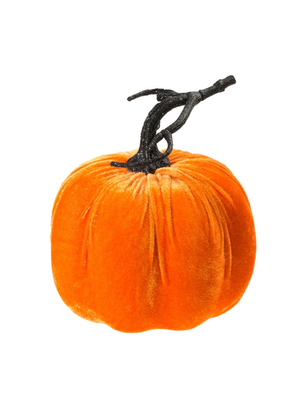 ORANGE VELVET PUMPKIN DIA 17CM X 17CM HT