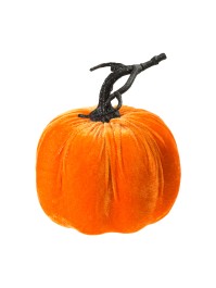 ORANGE VELVET PUMPKIN DIA 17CM X 17CM HT