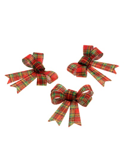 3 SCOTTISH BOWS RED/GREEN/GOLD 10CM X 12.7CM
