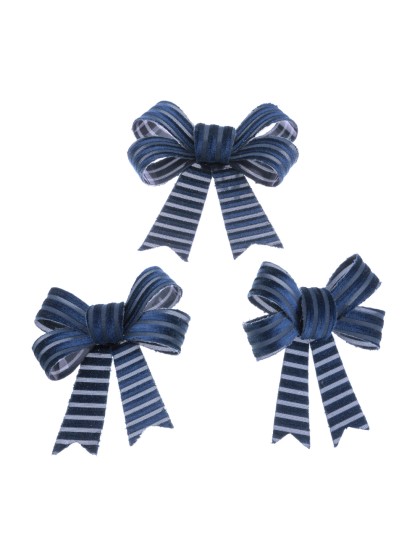 3 NAVY BLUE CORDUROY VELVET BOWS 10CM X 12.7CM