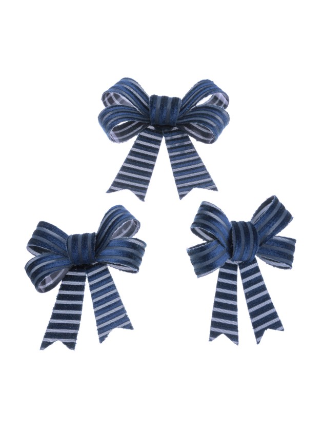 3 NAVY BLUE CORDUROY VELVET BOWS 10CM X 12.7CM