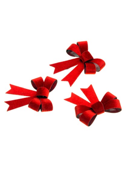3 NOEUDS VELOURS ROUGE 10CM X 12.7CM