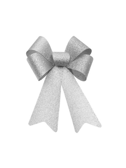 1 NOEUD PAILLETTES ARGENT ETOILES HOLOGRAMMES 22.9CM X 39.1CM