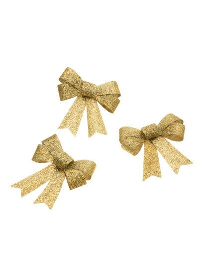 3 GOLD BOW HOLOGRAPHIC STARS 10CM X 12.7CM