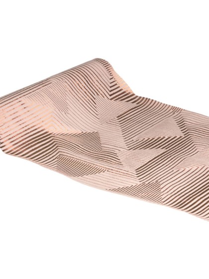 PINK VELVET TABLE RUNNER METAL PINK GOLD MAZE 28CM X 3M