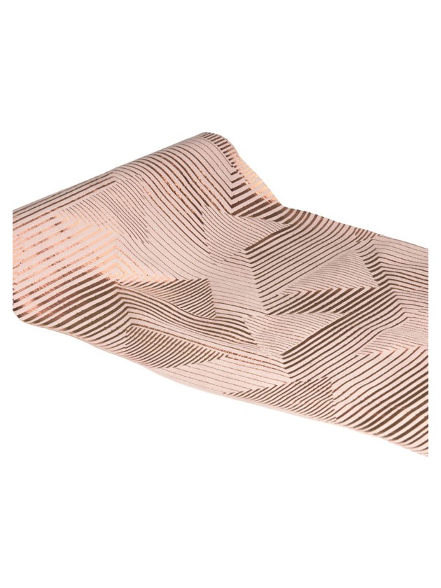 PINK VELVET TABLE RUNNER METAL PINK GOLD MAZE 28CM X 3M