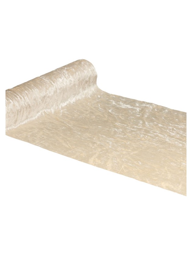 VELVET TABLE RUNNER DELUXE SHINY IVORY 28CM X 3M