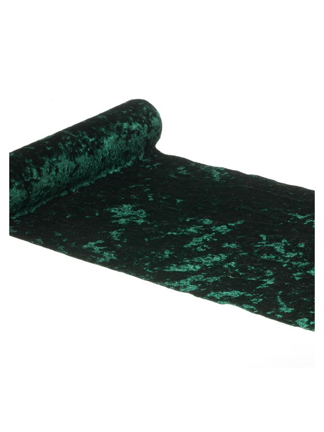 CHEMIN DE TABLE VELOURS SHINY DELUXE VERT FONCE 28CM X 3M