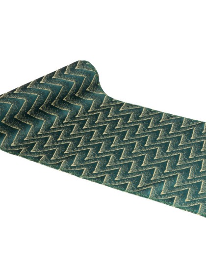 TABLE RUNNER MOUNTAINS GREEN/GOLD 28CM X 3M