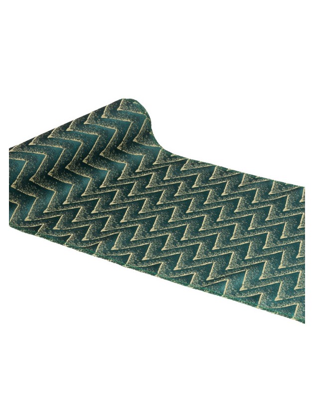 TABLE RUNNER MOUNTAINS GREEN/GOLD 28CM X 3M