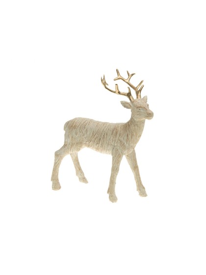 VINTAGE RESIN DEER GOLD/WOOD EFFECT 10CM X 2CM X 14CM