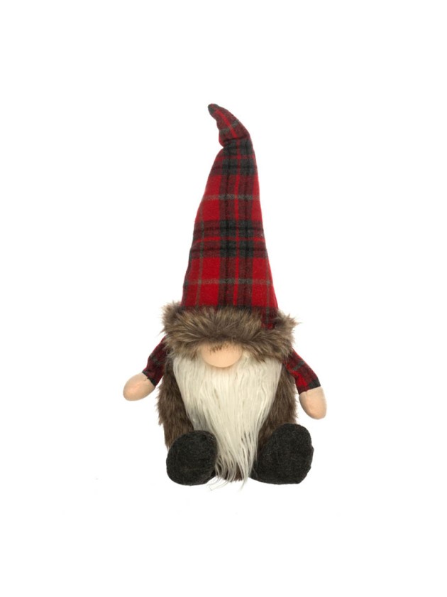 GNOME LIAM ASSIS ROUGE/GRIS FOURRURE 26CM X 18CM X 44CM