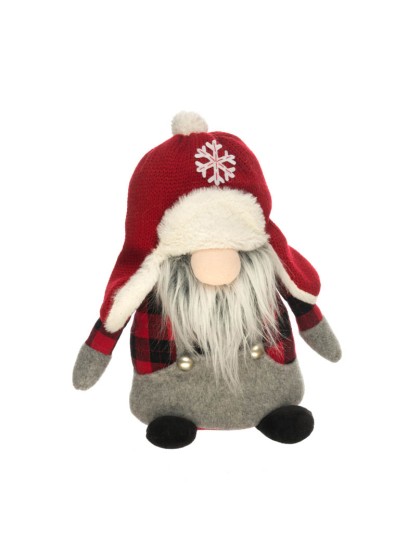 RED/GREY GNOME LEWIS W/ CAP 30CM X 19CM X 31CM