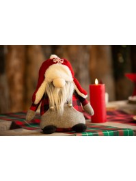 GNOME TRAPEUR LEWIS CASQUETTE ROUGE/GRIS 30CM X 19CM X 31CM