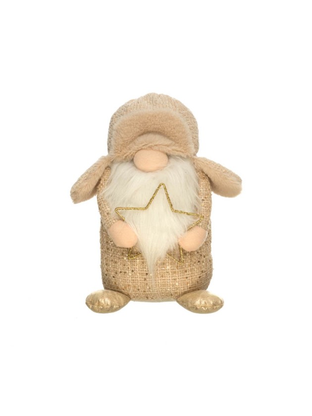 GNOME TRAPEUR BARRY CASQUETTE AVEC ETOILE LED 25CM X 19CM X 30CM