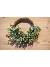 KRONE ADVENT RATTAN EUKALYPTUS FOUGERES 10 LEDs DIA 30CM X 9CM