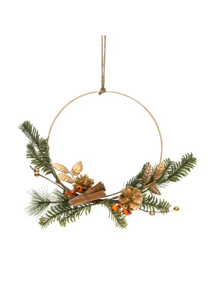 ANNEAU A SUSPENDRE DOUCEURS ET SENTEURS VERT/AMBRE/OR MAT DIA 37CM X 7CM
