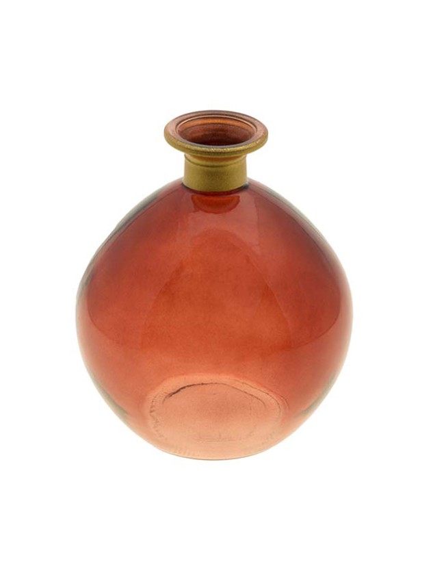 VASE BOULE DAISY LIE DE VIN OR 12.5CM X 14.5CM