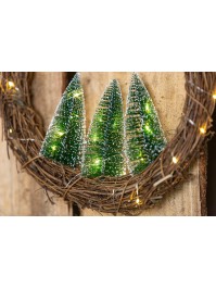 COURONNE ROTIN 3 SAPINS 30 LEDS DIA 28CM