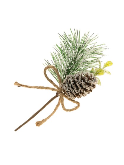 TREE STEM NATURAL PINE CONE SNOW 6CM X 16CM