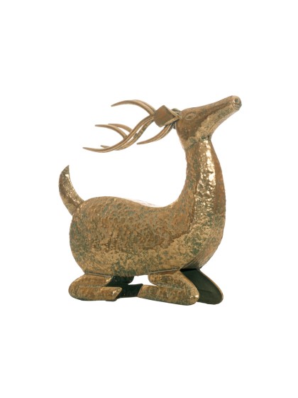 RENNE METAL MAJESTIC VINTAGE OR PATINE ASSIS 43CM X 44CM