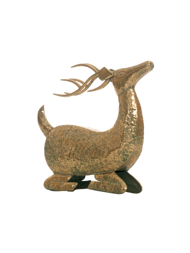 RENNE METAL MAJESTIC VINTAGE OR PATINE ASSIS 43CM X 44CM