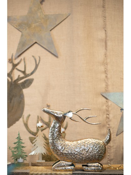 RENNE METAL MAJESTIC VINTAGE OR PATINE ASSIS 43CM X 44CM