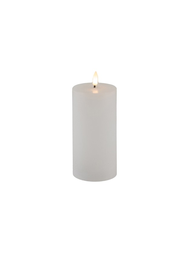 WAX LED RUSTIC WHITE CANDLE W/ TIMER 7.5CM X 15CM