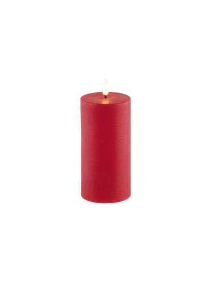 BOUGIE CIRE LED RUSTIQUE TIMER ROUGE 7.5CM X 15CM