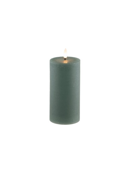BOUGIE CIRE LED RUSTIQUE TIMER VERT SAUGE 7.5CM X 15CM