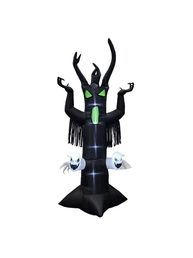 BAUM MALEFIQUE SCHWARZ AUFBLASBAR AUGEN UND GEISTER LEDs 270CM