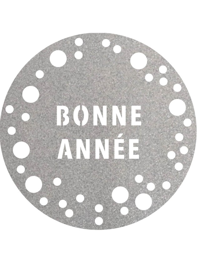 6 TABLE SETS GLITTER PREMIUM SILVER BONNE ANNEE COSMIC DIA 34CM