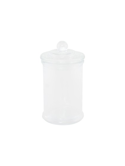 GLASS STORAGE JAR WITH GLASS LID 300ML 7.8CM X 14.6CM