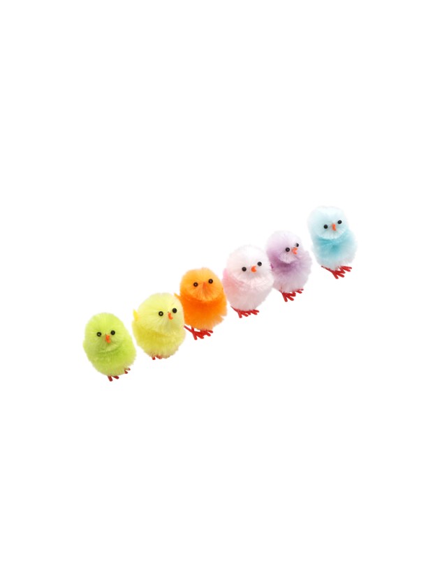 BOX 6 MULTICOLORED CHICKS 4CM