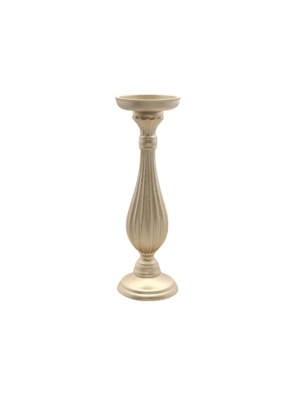 WOODEN GOLD CANDLE HOLDER DIA 10.5CM X 33.5CM